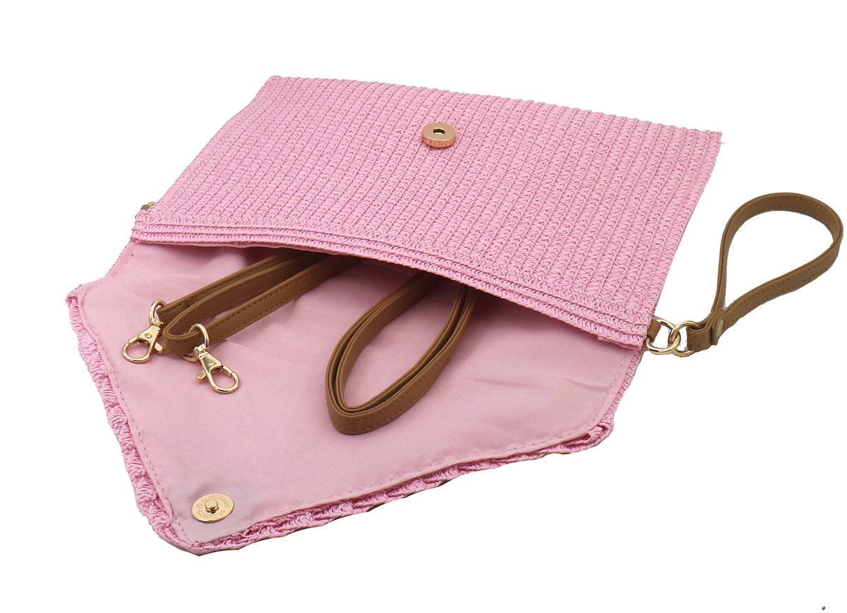 T-B2.2 BAG1123-002-2 Woven Clutch with Beads 27.5x20cm