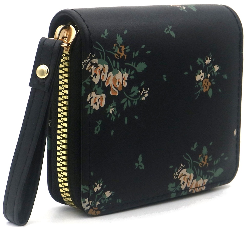 X-M5.2 WA1121-001-1 PU Wallet Flowers 11x9x2.5cm Black