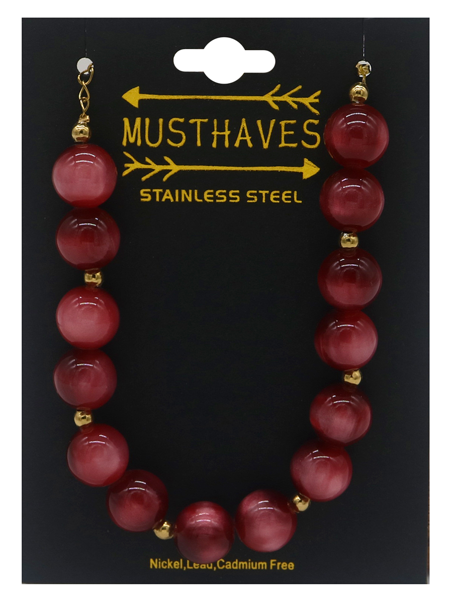 D-F22.1  B1144-004-6 S. Steel Bracelet Acrylic Beads Purple