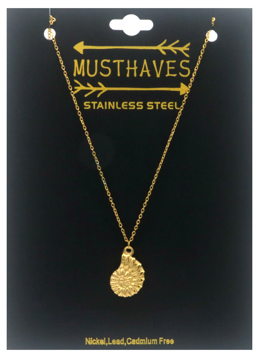 A-D9.3 N2556-004G-2 Long S. Steel Necklace Shell 70-75cm