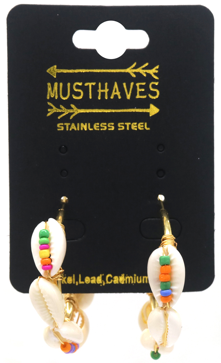 G-D10.1 E221-474 S. Steel Earrings Shells 4cm