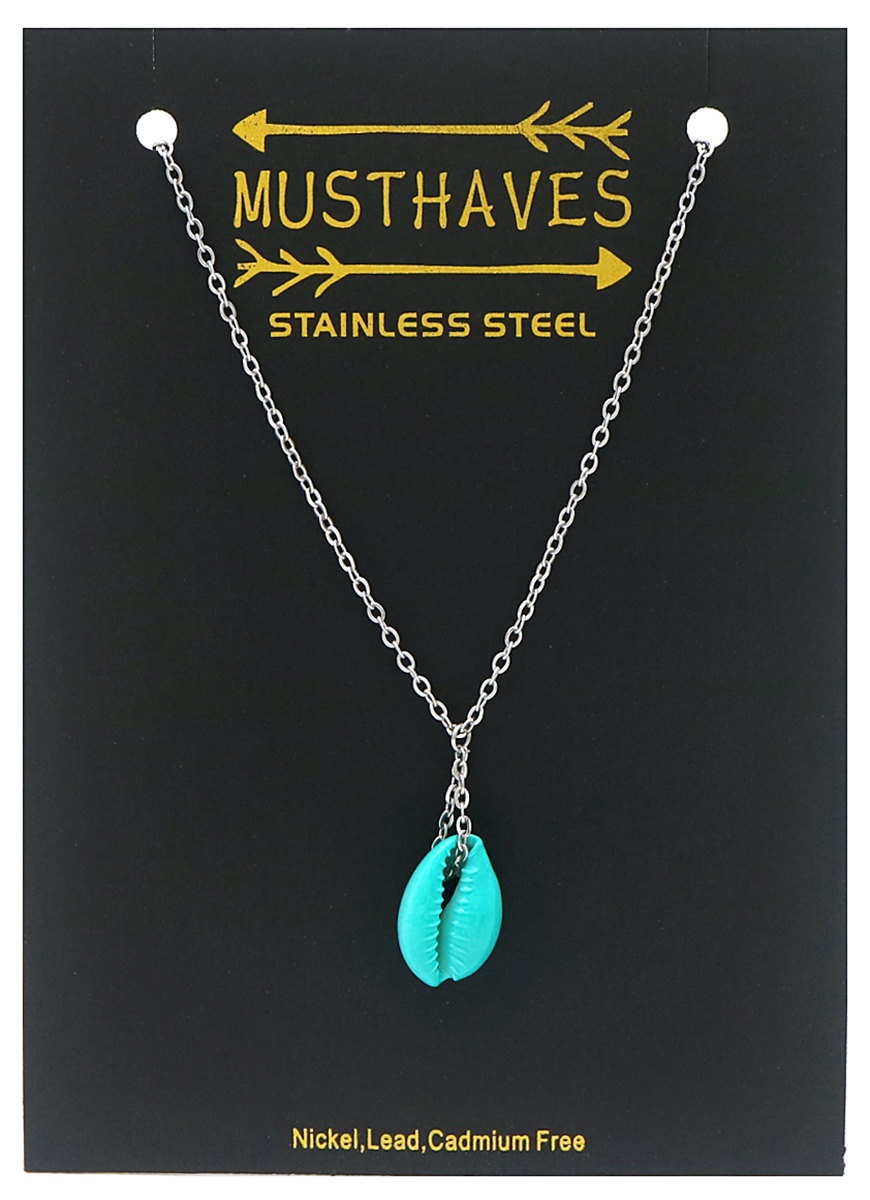 A-C16.1 N2121-0017S S. Steel Necklace with Turqoise Shell Silver