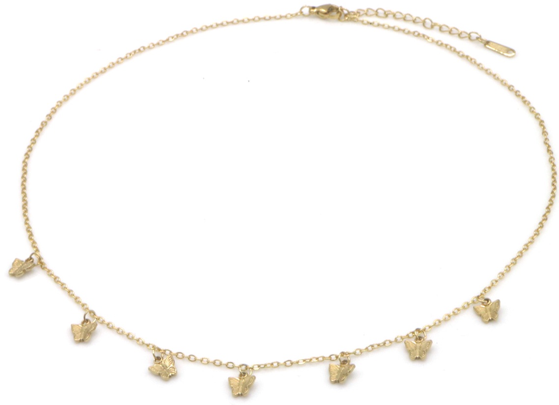 J-C8.3 N1033-001G S. Steel Necklace Butterflies 40-45cm