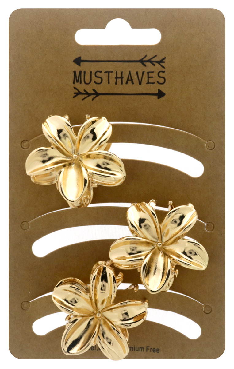X-P7.3 H918-005-1 Hair Claw Metal 3cm Flower - 3pcs