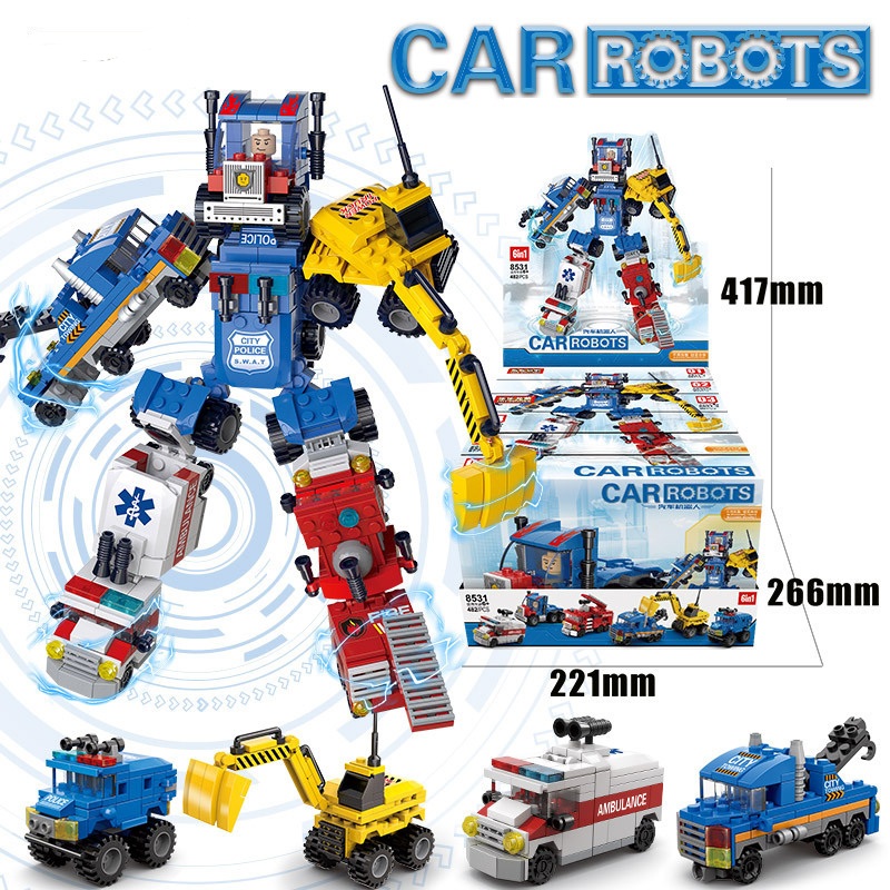 Z-A1.5 TOY8531 Building Blocks Car Robot 6 in 1 - 6 pcs in Display