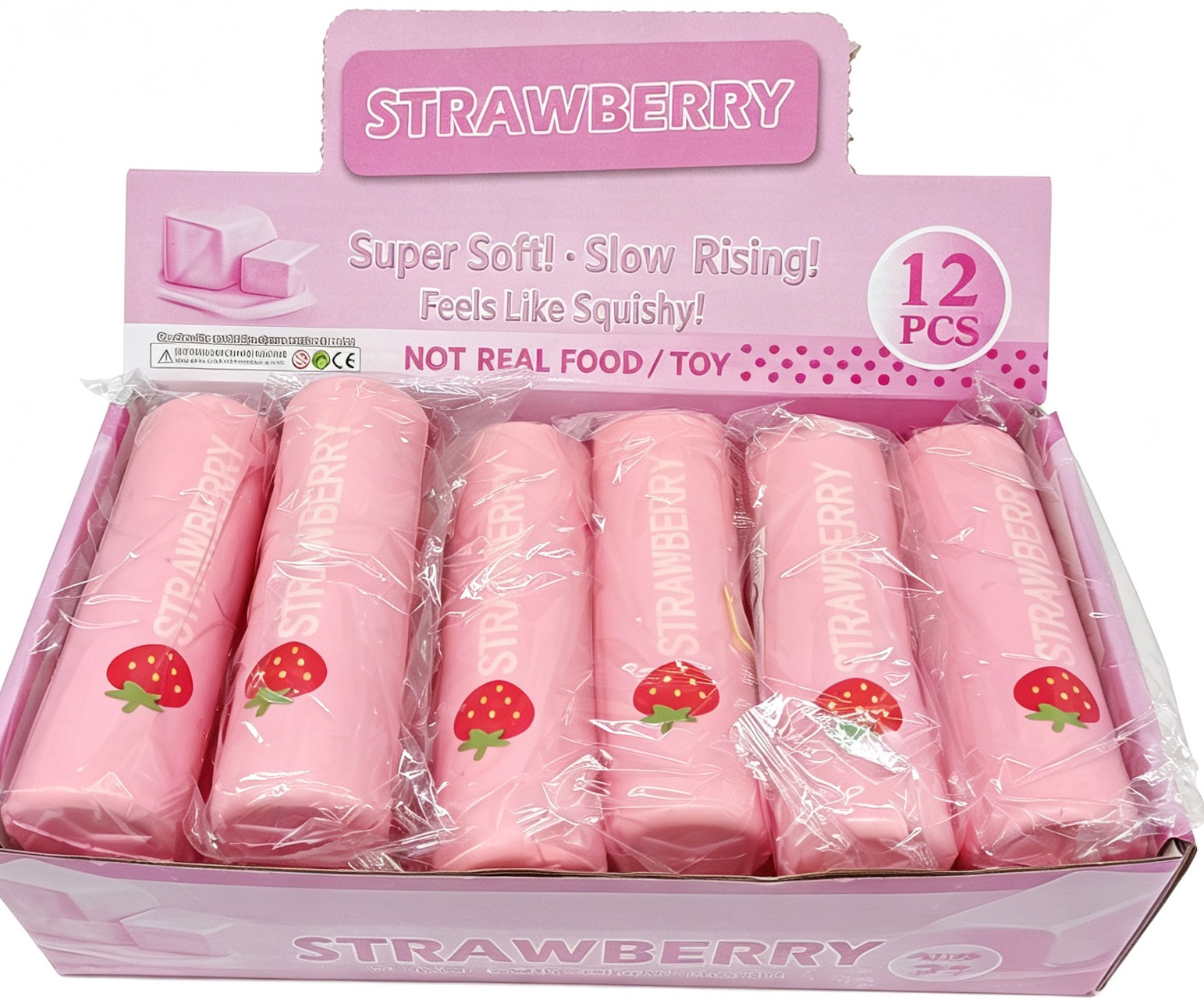 T-A3.1 TOY2619-069-2 Slow Rise Cylindrical Butter 13cm - 12pcs Strawberry