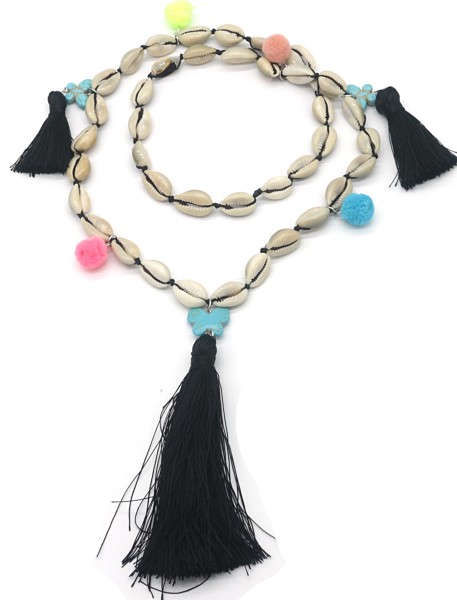 G-F25.1 N536-209C Long Necklace Boho Shells and Tassels 90cm