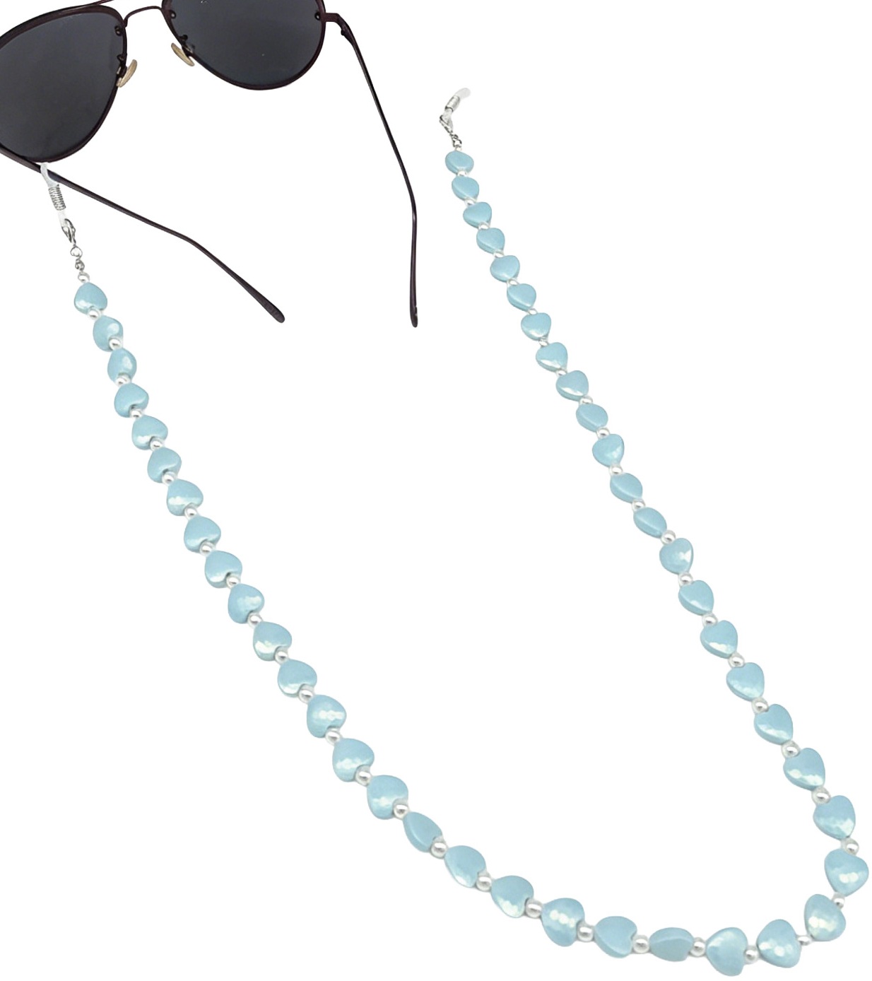 F-E10.1 GL2620-016 Sunglass Chain Hearts Blue