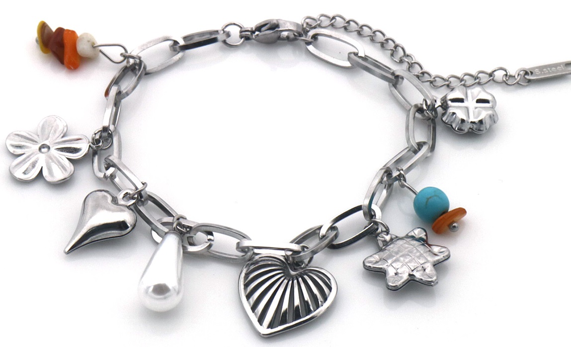 J-C4.2 B2503-001S S. Steel Bracelet Charms