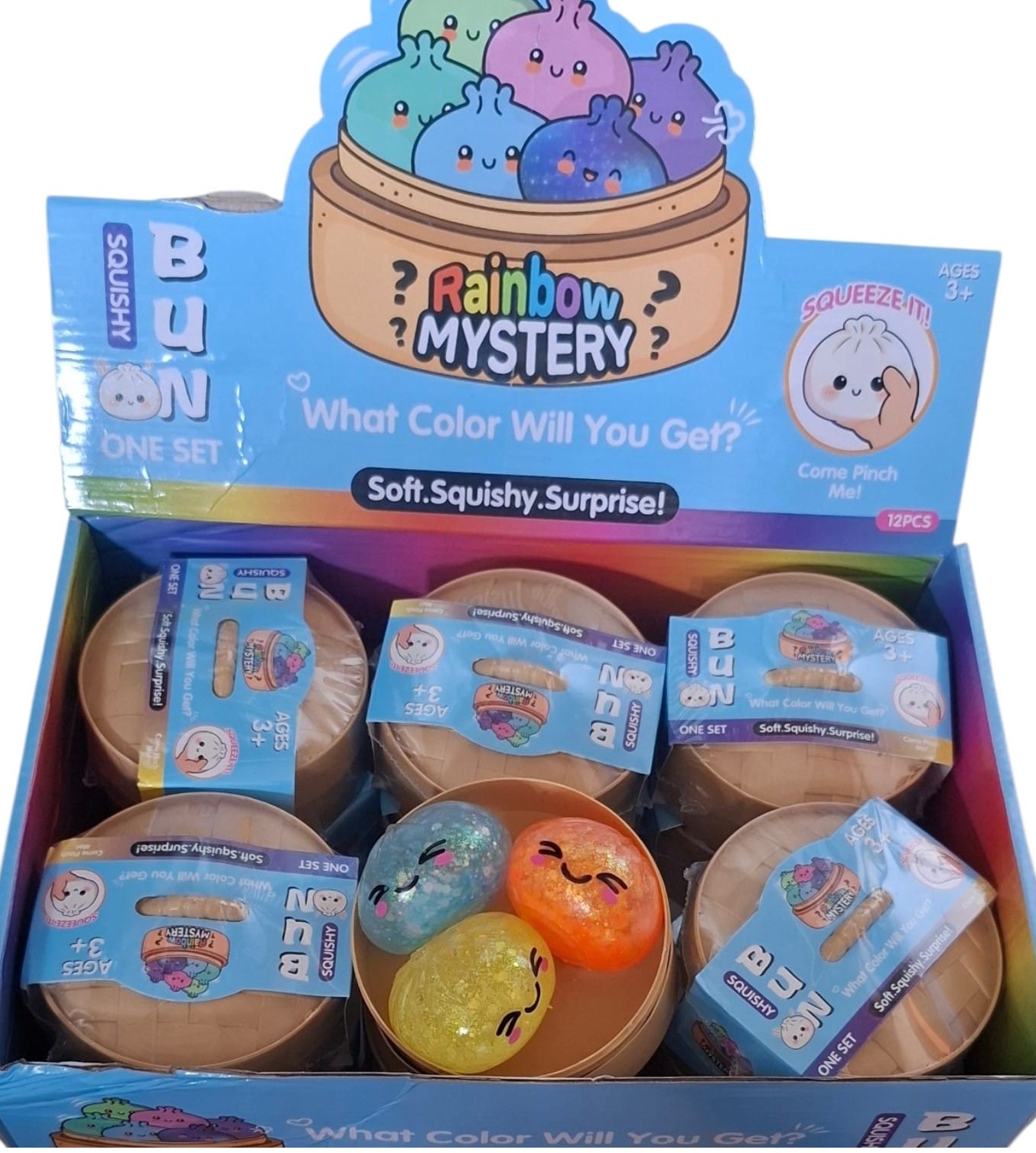 Y-F3.1 TOY004-015 Squishy Dumpling Set 3pcs Gel Glitter - 12pcs