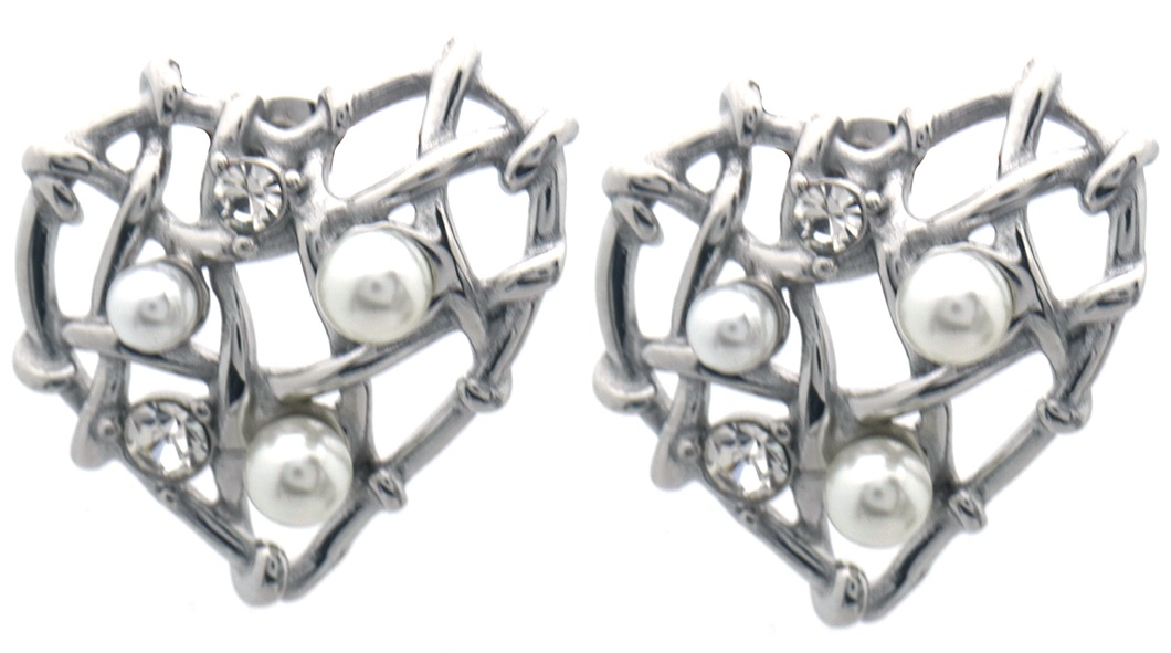 H-C4.2 E074-088S S. Steel Earrings Heart 2.5cm