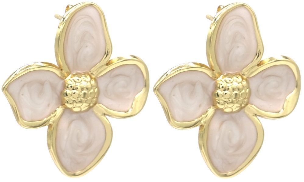 E-C8.2 E091-063G-2 S. Steel Earrings Flower 3cm