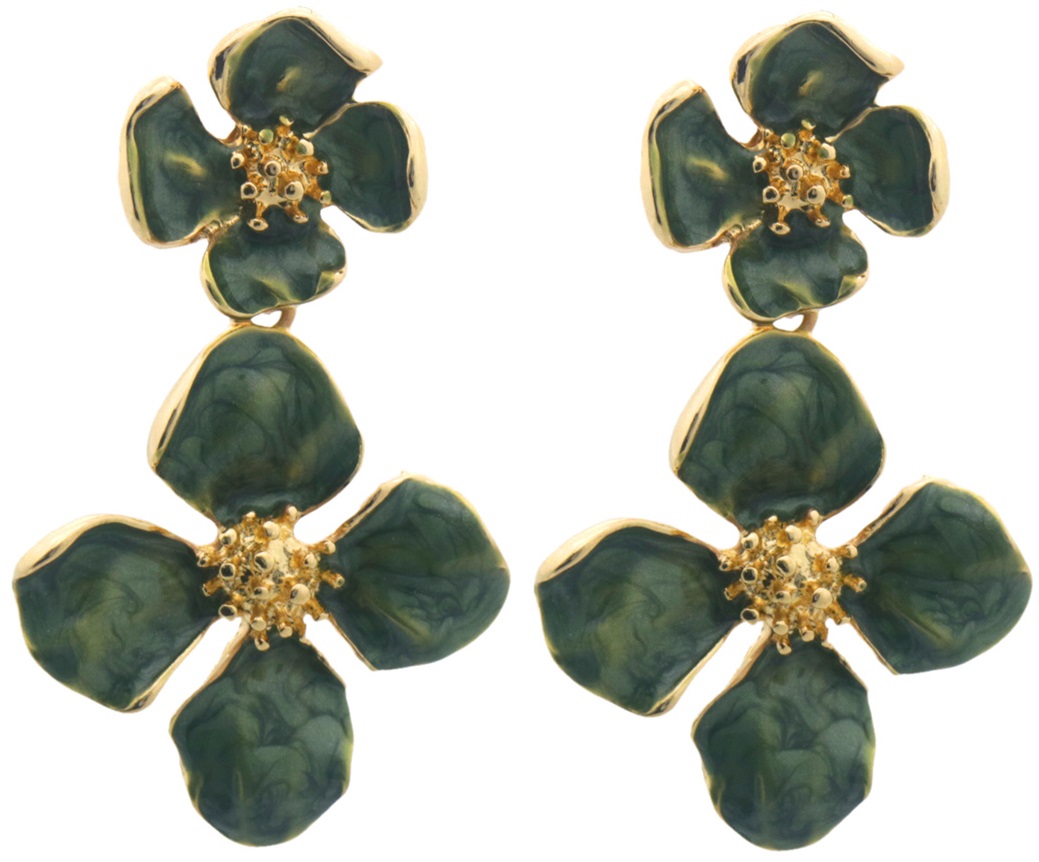 H-F18.2  E2522-007 Fashion Earrings Flower 6x3.5cm