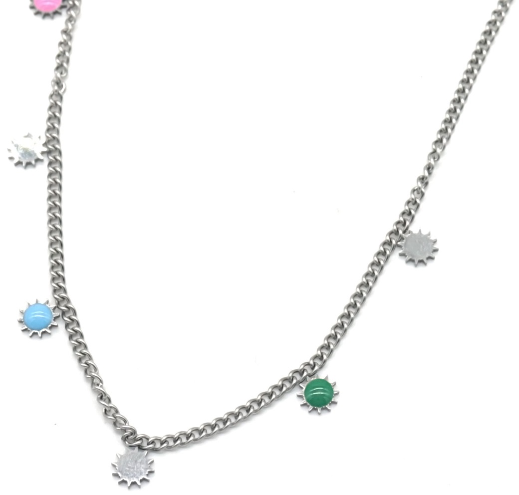 B-F17.4 N835-029S S. Steel Necklace Suns