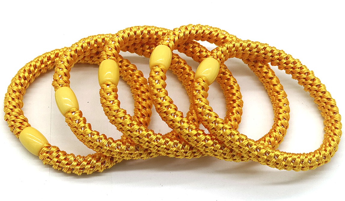 A-E3.1 H2253-004 XD2352 Hair Elastics 5pcs Ocher Yellow