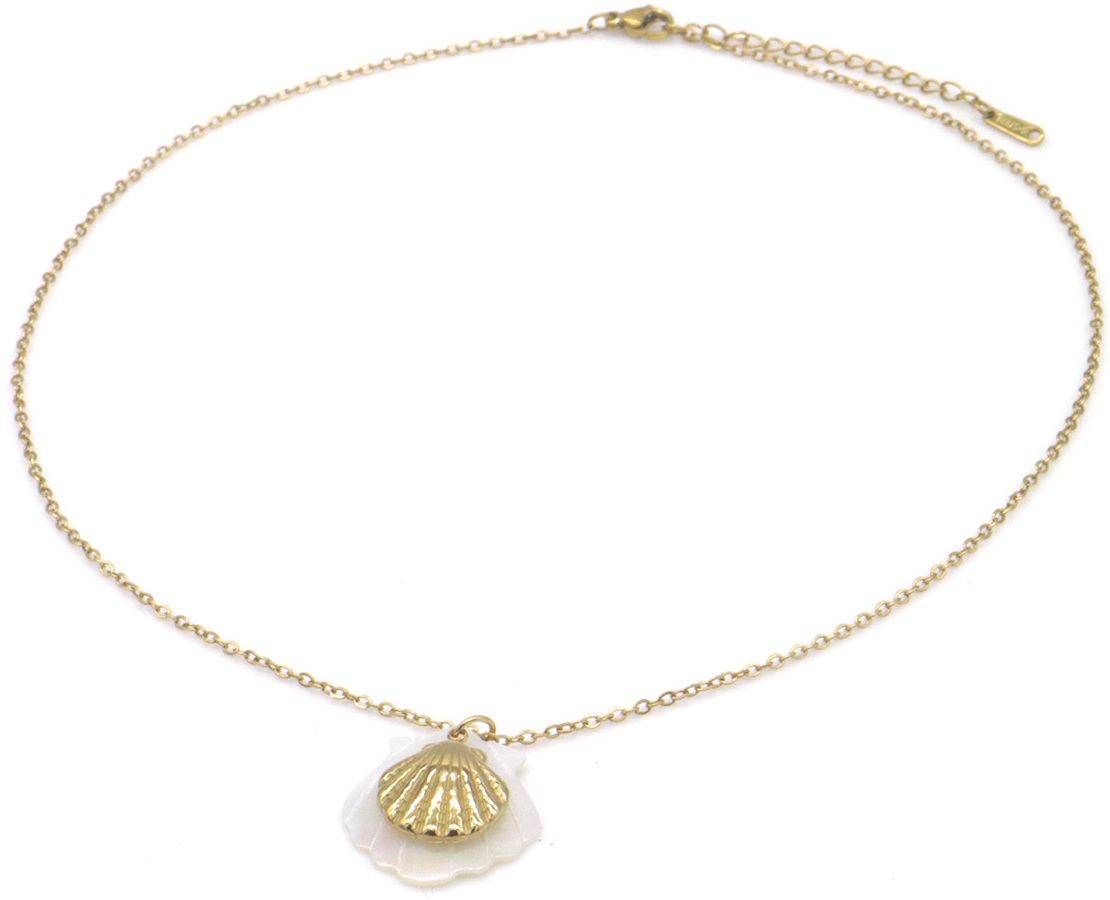 I-D3.1 N1033-005G S. Steel Necklace Shells 40-45cm