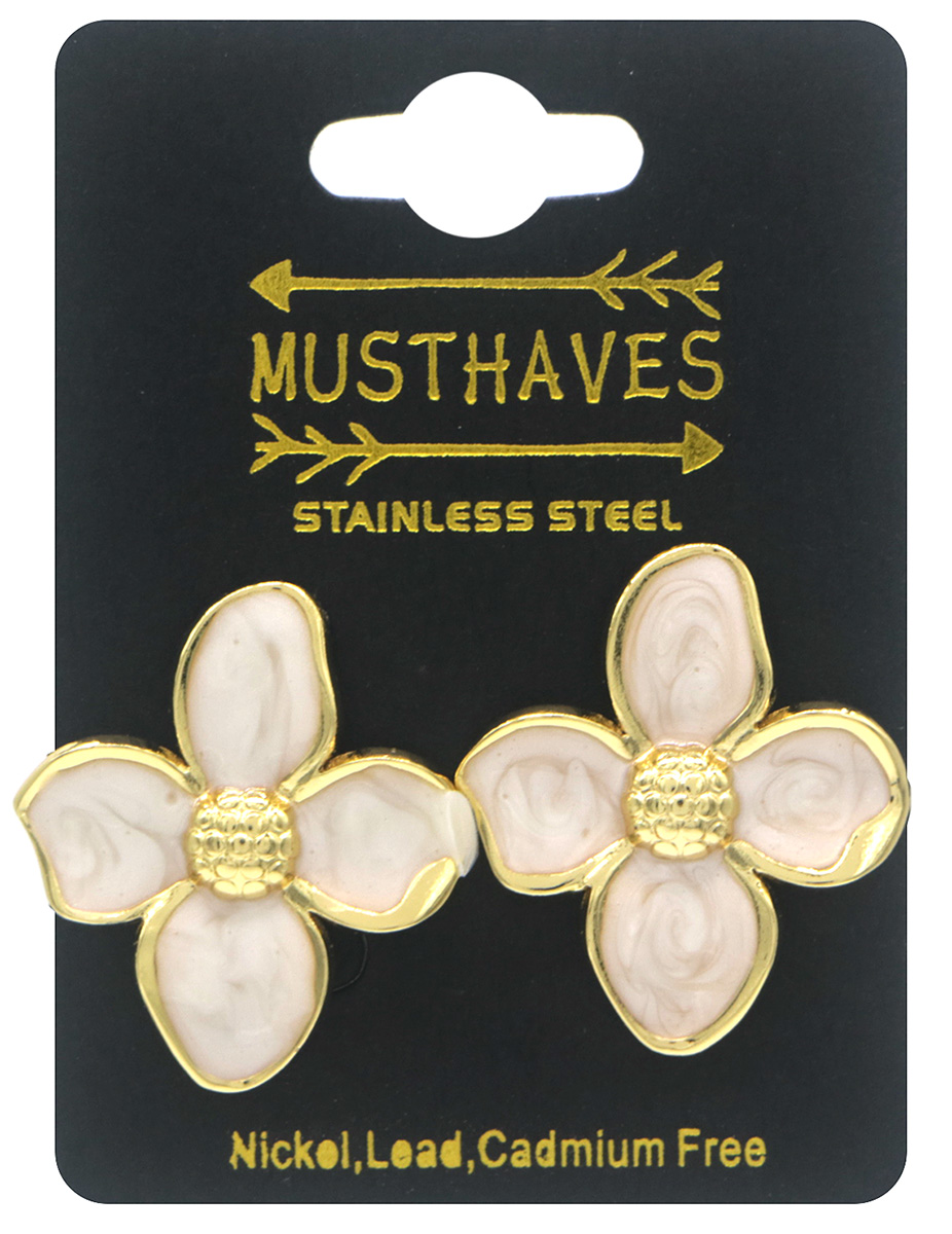 E-C8.2 E091-063G-2 S. Steel Earrings Flower 3cm