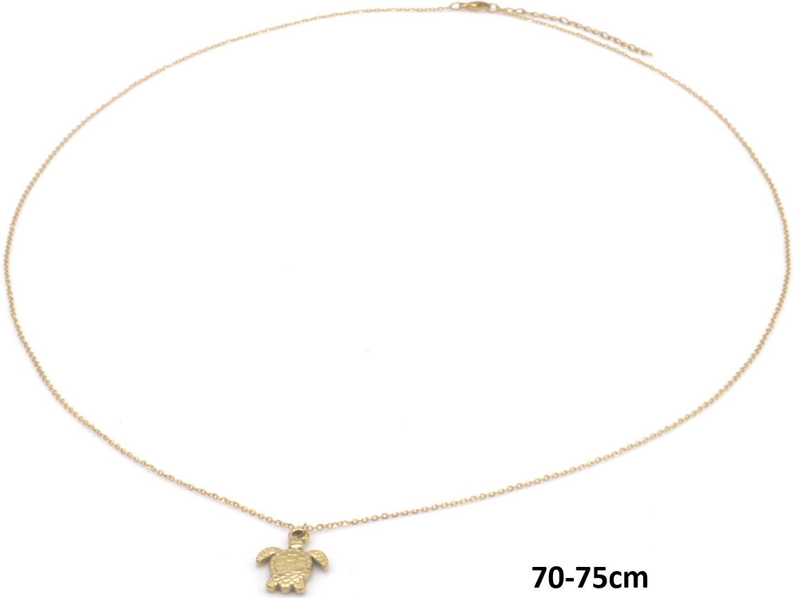 A-C1.1 N2556-004G-3 Long S. Steel Necklace Turtle 70-75cm