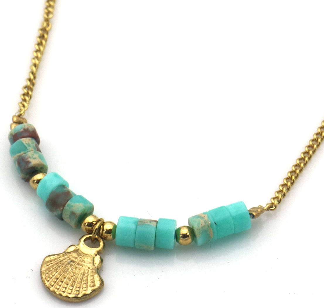 J-F6.3 N074-008G S. Steel Necklace Shell 40-45cm