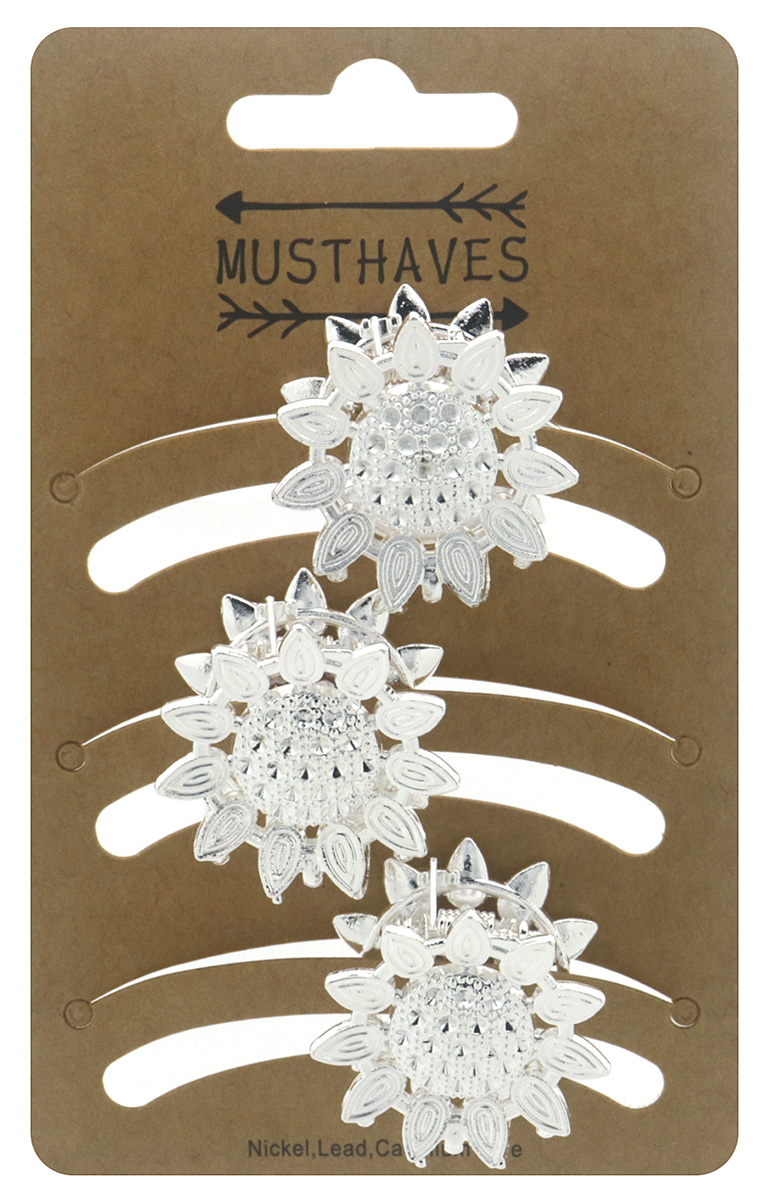 S-E7.3 H918-004-2 Hair Claw Metal 3cm Flowers - 3pcs