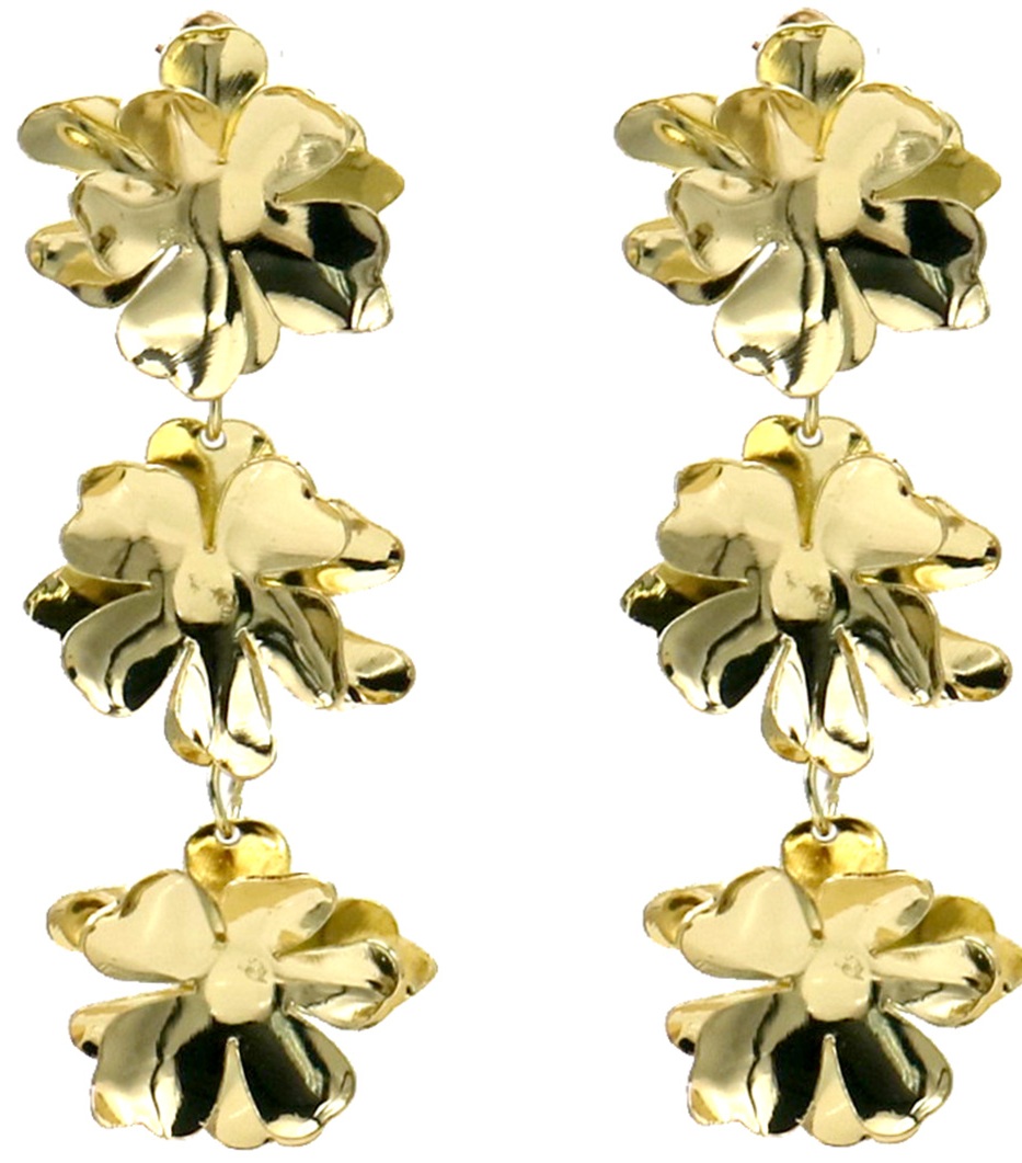 F-A11.1  E1145-006G Fashion Earrings Flowers 7cm