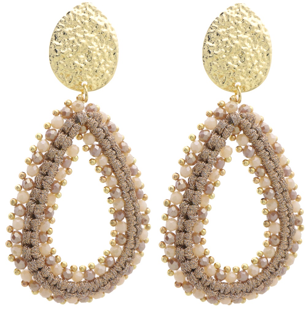 B-F14.2 E007-061-2 Earrings Faceted Glass 8x4.5cm