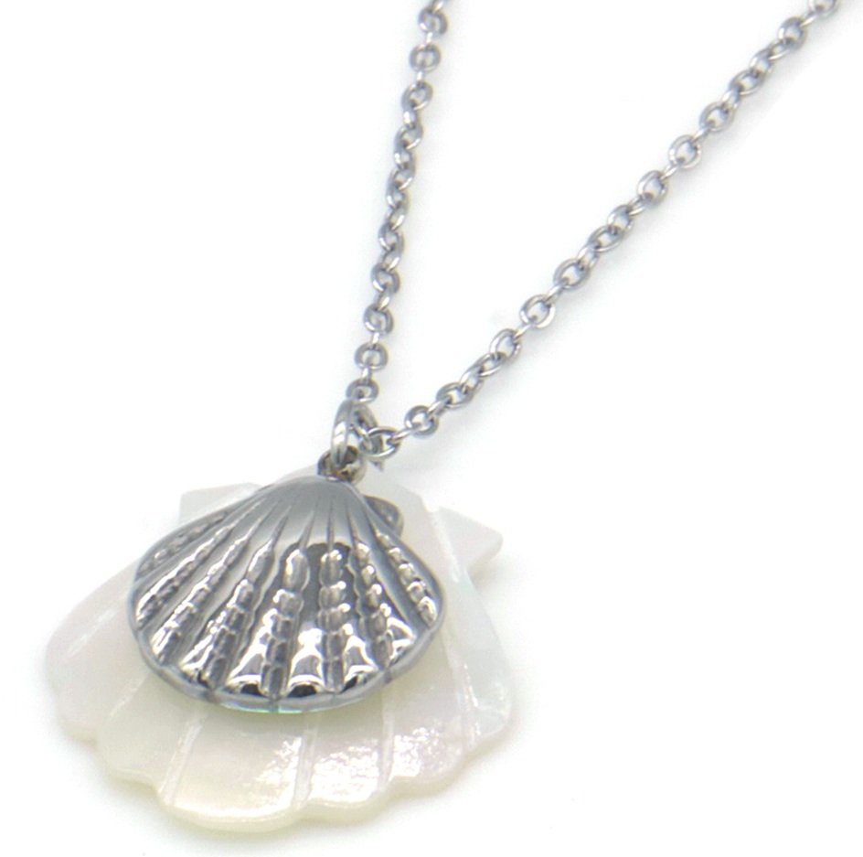 J-D7.1 N1033-005S S. Steel Necklace Shells 40-45cm