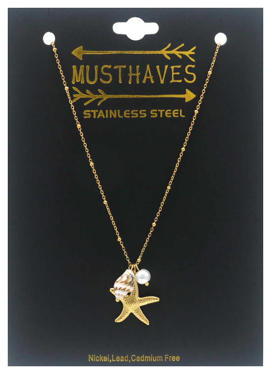 B-F2.2 N2539-051G S. Steel Necklace Starfish 40-45cm