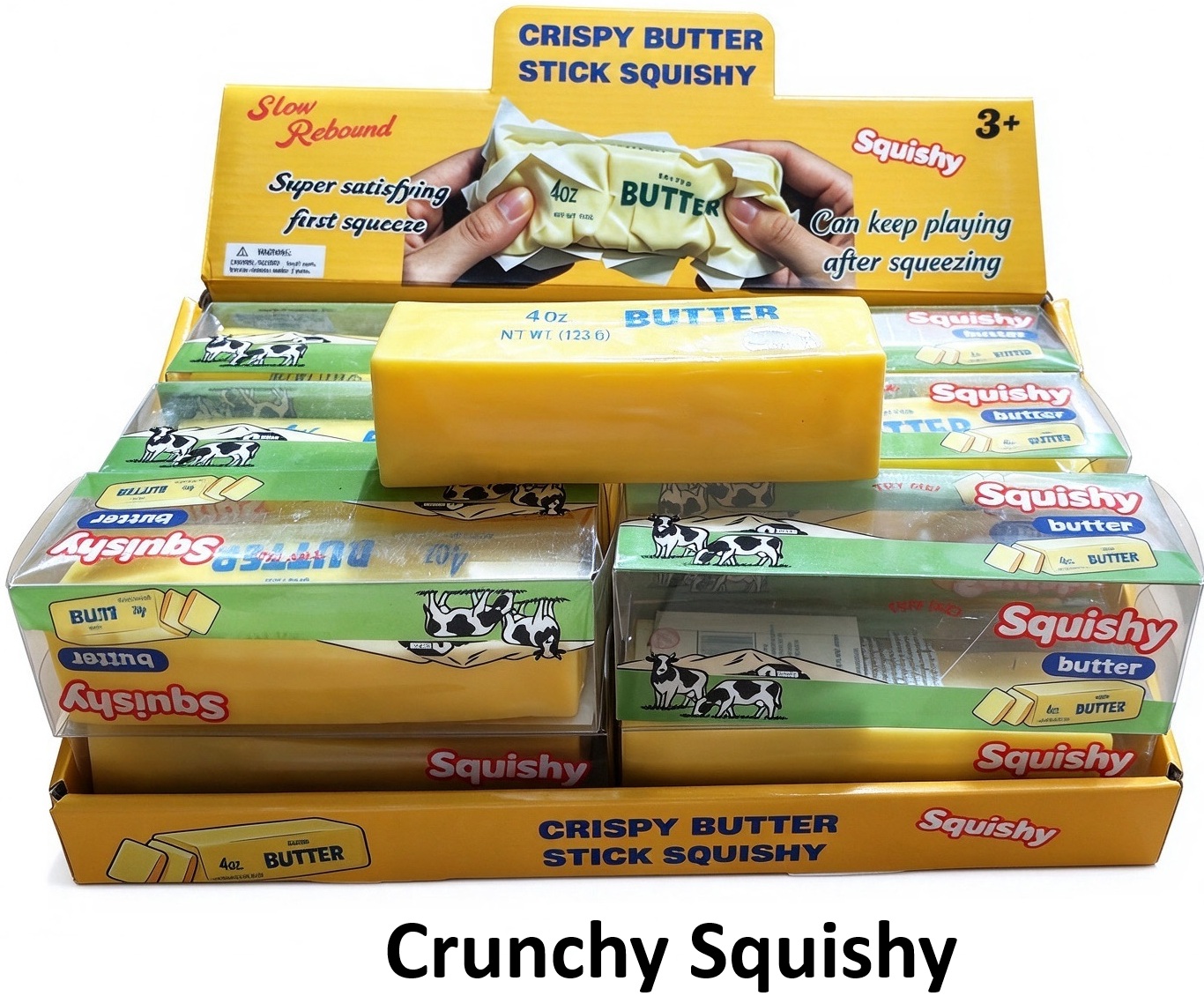 T-B7.2 TOY2610-320-Yellow Crunching Squishy Butter 13cm - 12pcs