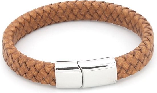 B-A23.2 B105-003 S. Steel with 12mm Leather Bracelet 21cm