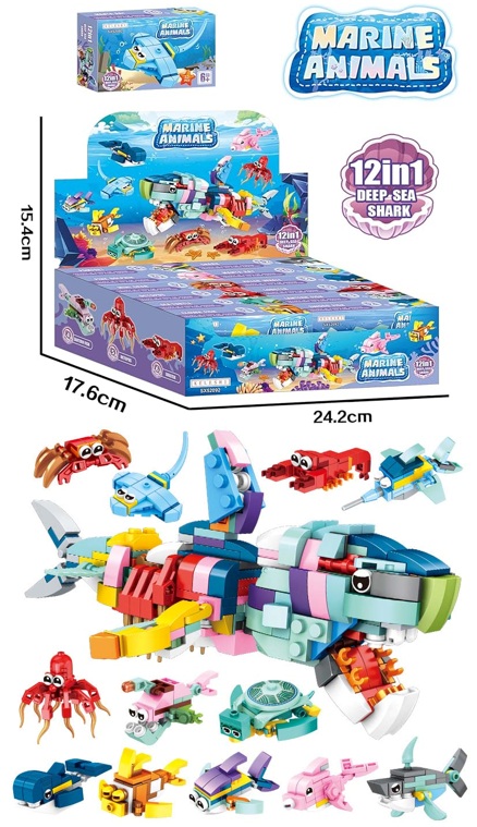 Y-D2.2 TOY2581-010 Building Blocks Marine Animals - 12pcs in Display
