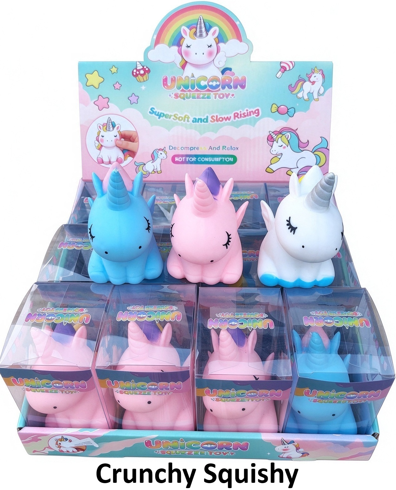 Q-N8.1 TOY2610-360 Crunchy Squishy Unicorn - 12pcs