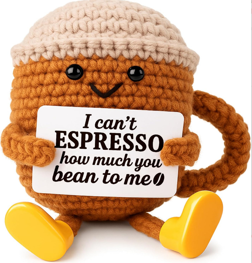 Q-H4.1 T2405-487 Knitted Positive Friends - Espresso 9cm