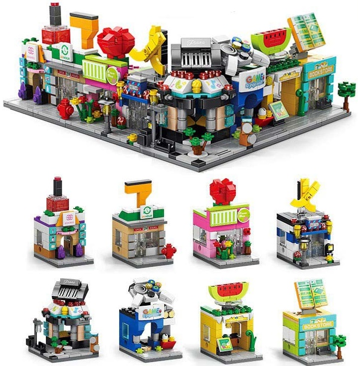 Y-B1.2 TOY8974 Building Block Set Shops - 8pc in Display