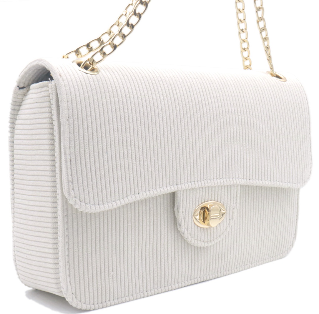 R-P3.2 BAG1020-003-3 PU Bag with Rib Fabric 27x17x7.5cm White