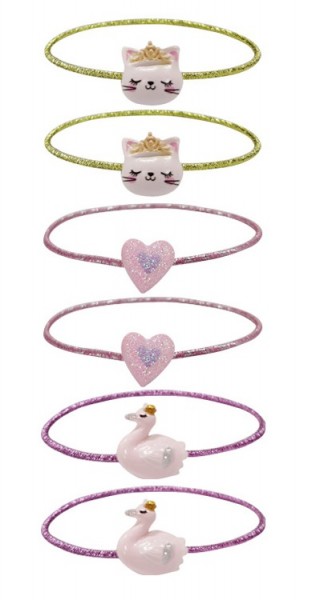 I-E18.2 H001-011-Cat Kids Hair Elastics  Set  6pcs