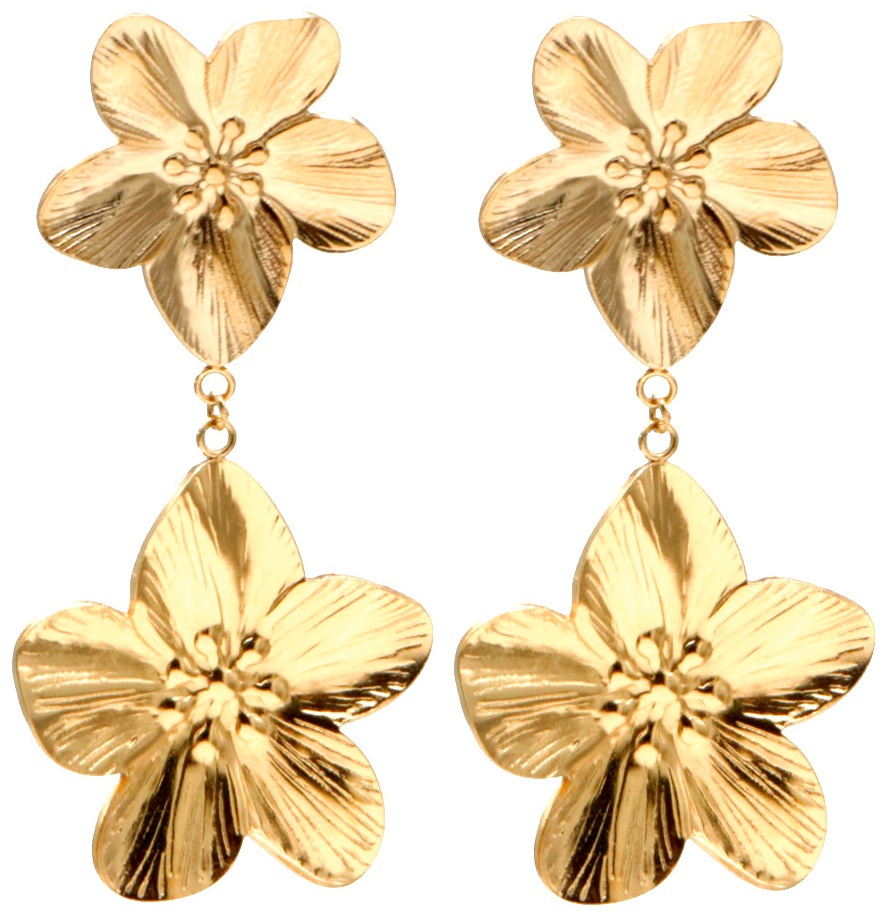 E-E4.1  E2583-076G S. Steel Earrings Flowers 6cm