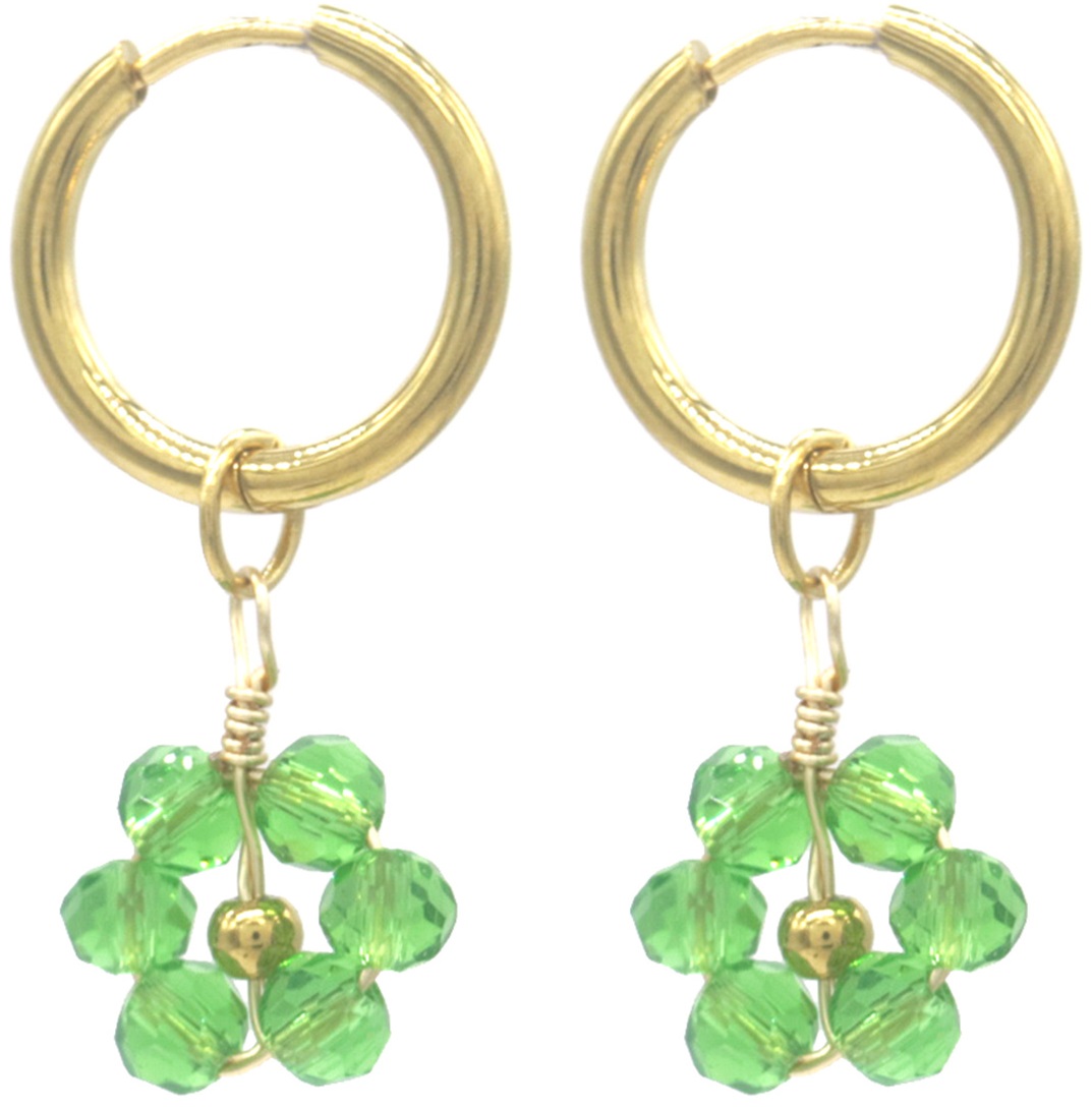 E-B6.3 E103-232-5 S. Steel Earrings Glassbeads 3x1.5cm