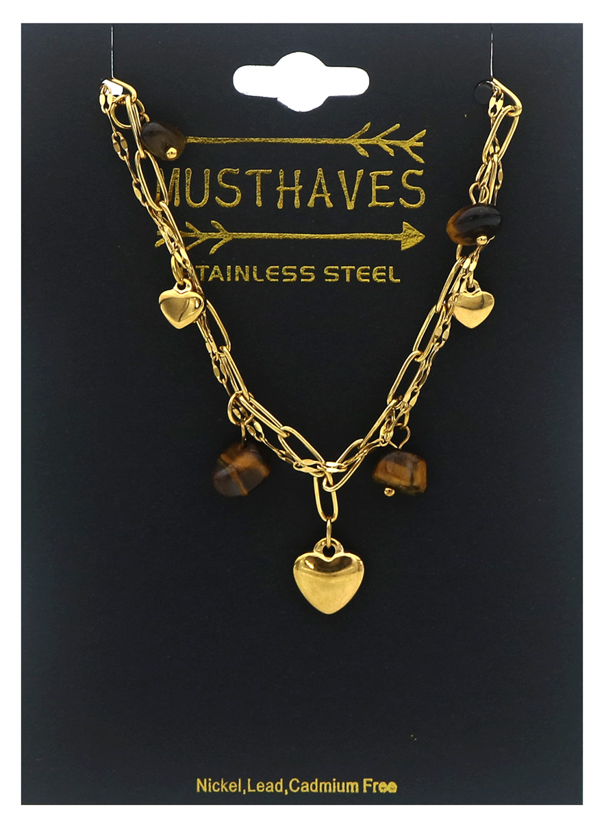 B-B20.2  B2583-032G-3 S. Steel Bracelet Hearts - Stones 16-21cm 