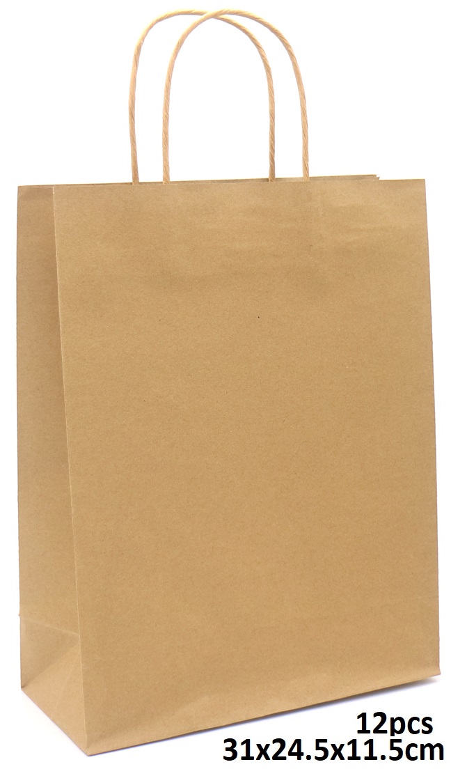 T-O4.2  PK525-004C Paper Bag31x24.5x11.5cm Brown - 12pcs