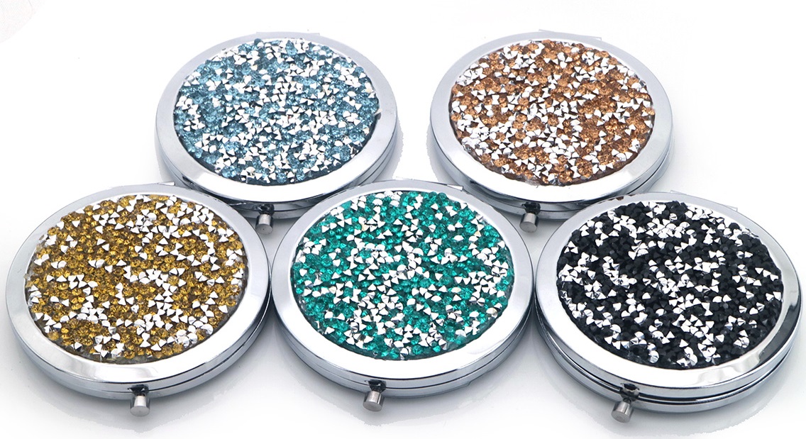 Q-D2.1 MIRROR929-002 Cosmetic Mirror 7cm Crystals - 12pcs