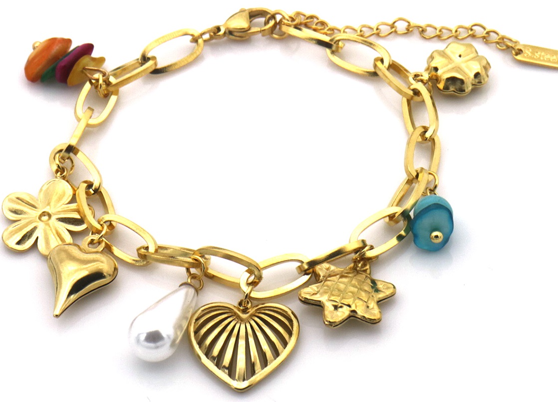 J-C8.3  B2503-001G S. Steel Bracelet Charms