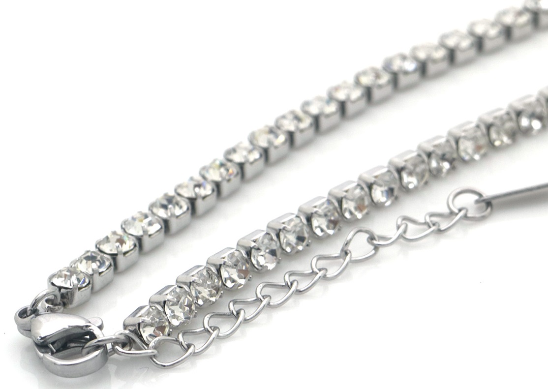 H-E10.1 N091-123S S. Steel Necklace Crystals