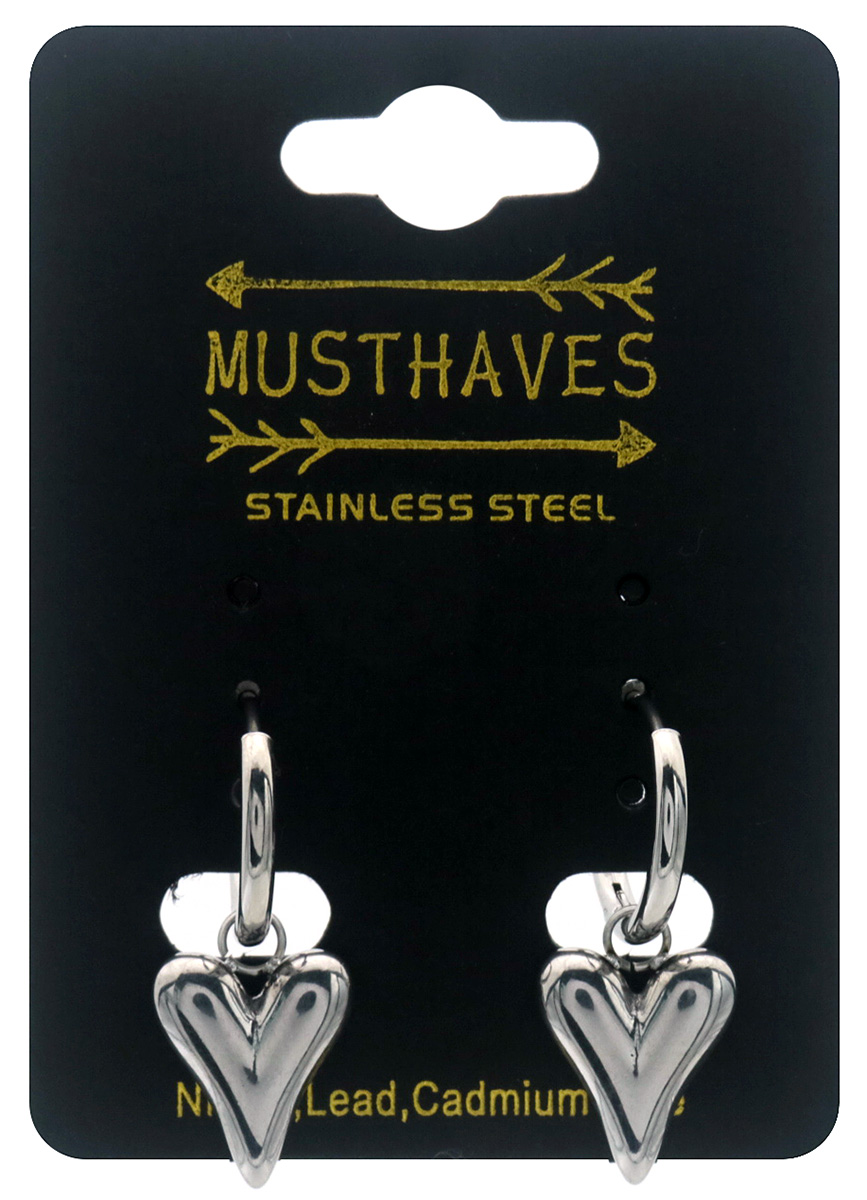 E-D17.1 E087-067S S. Steel Earrings Heart 3cm