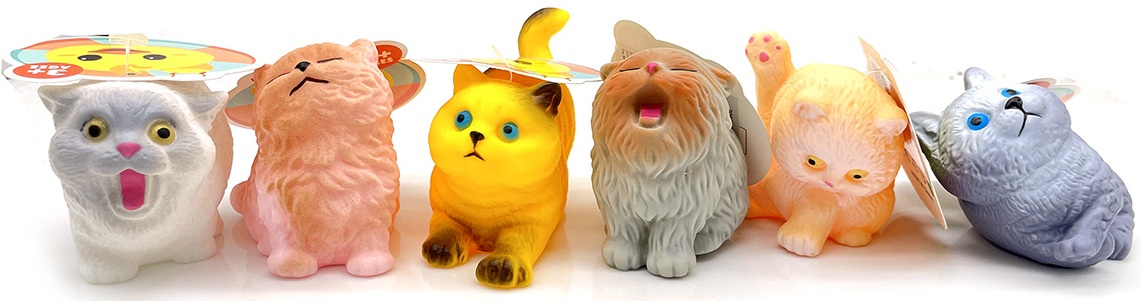 Y-B5.4 TOY1150-004 Rubber Cats 6cm - 24pcs in Display