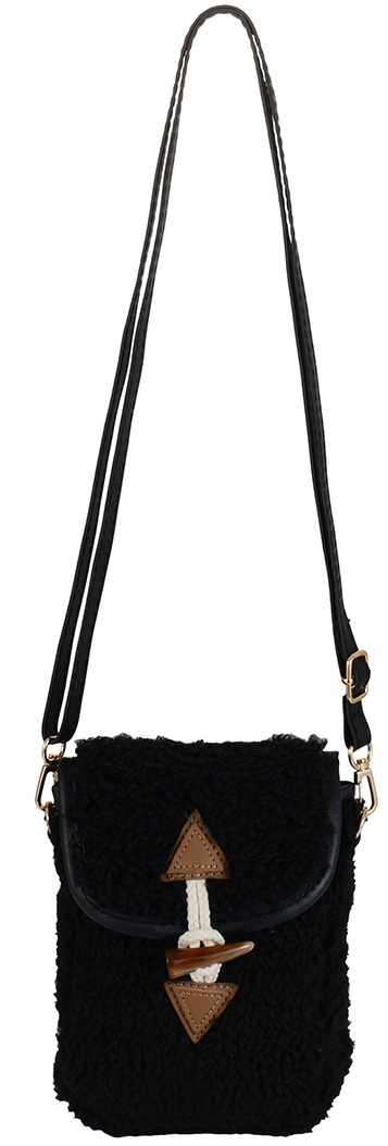 R-H8.2 BAG1021-036-3 Shoulder Bag Teddy 21x16cm Black