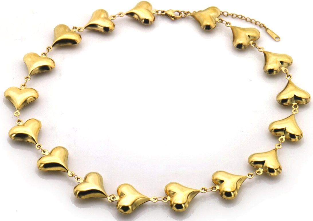H-A21.1 N074-020G S. Steel Necklace Hearts