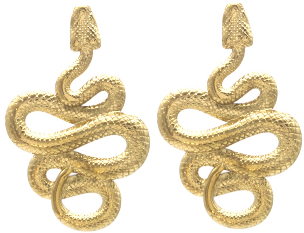 B-C20.1  E2567-024G S. Steel Earrings Snake 4.5x3cm