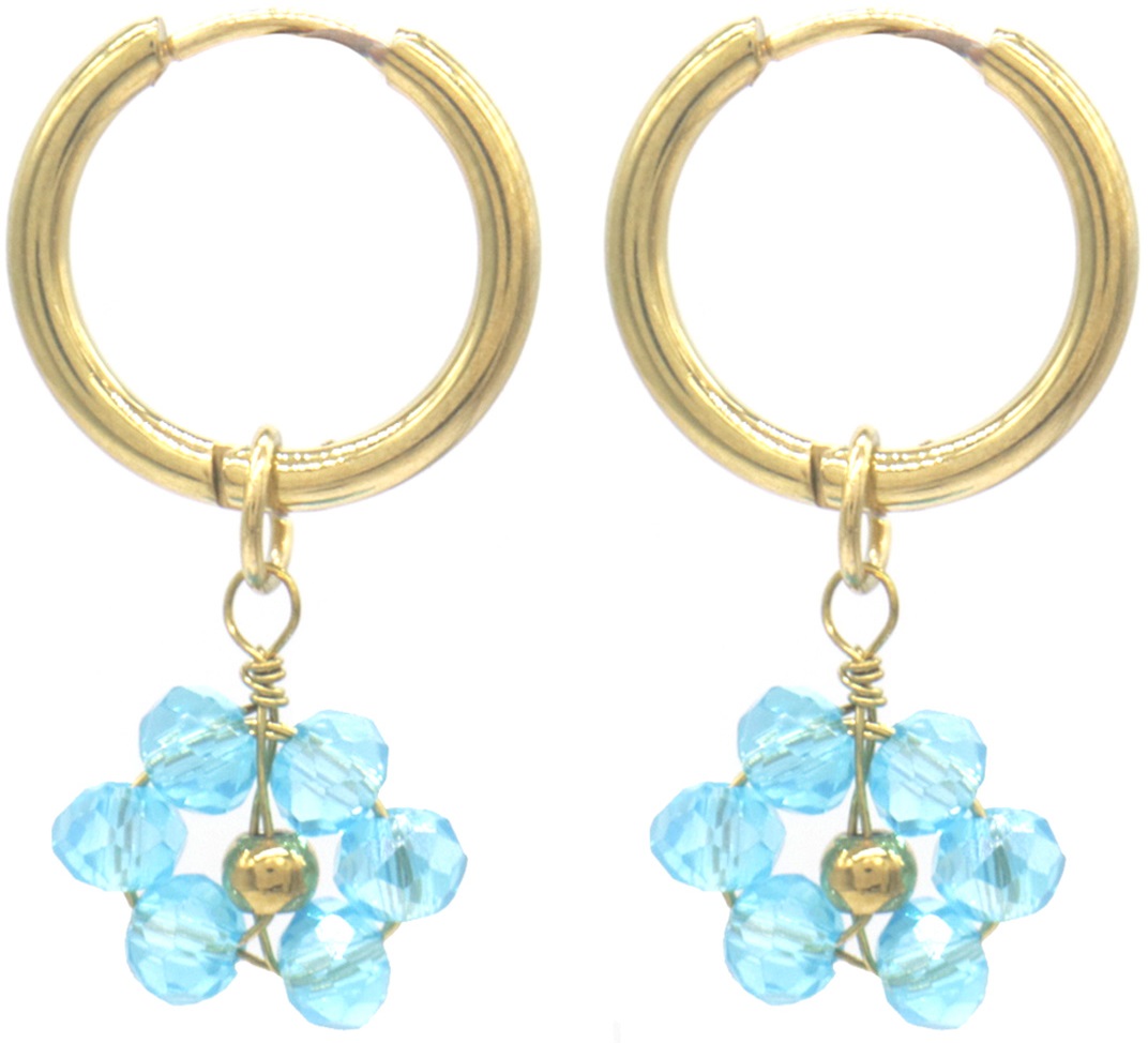 E-B20.4 E103-232-3 S. Steel Earrings Glassbeads 3x1.5cm