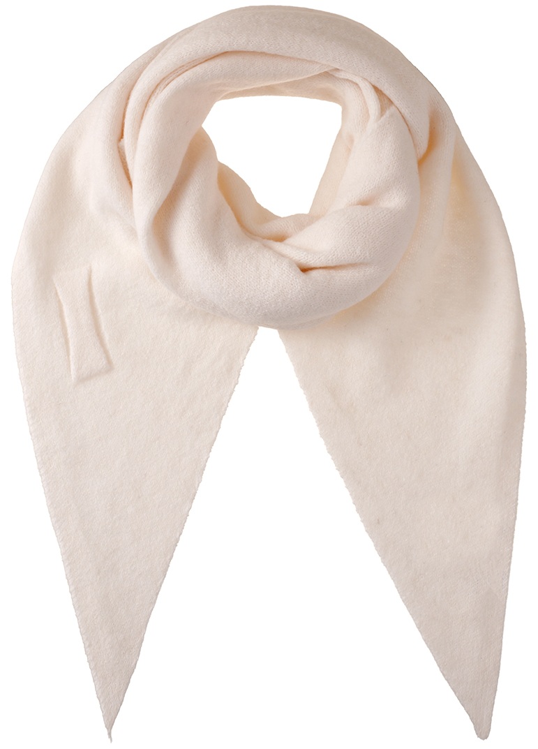 Q-A2.1  SCARF1008-003-8 Triangle Scarf Wool-Viscose 180x75cm White
